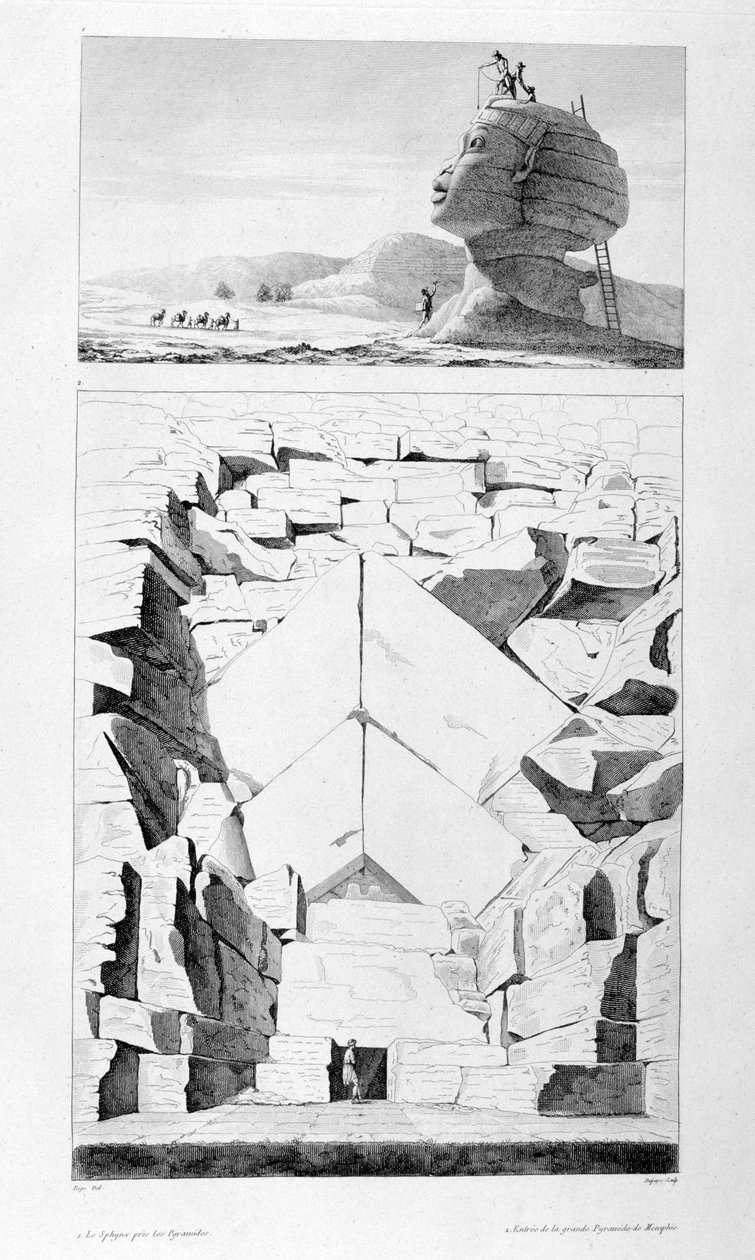 Velká sfinga v Gíze a vchod do pyramidy v Memphisu, c1808 od Unbekannt