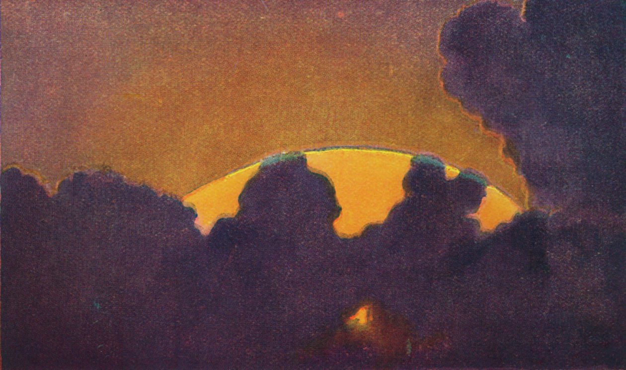 Zelený záblesk při západu slunce, nejvzácnější prizmatická barva lomená atmosférou, c1935 od Unbekannt