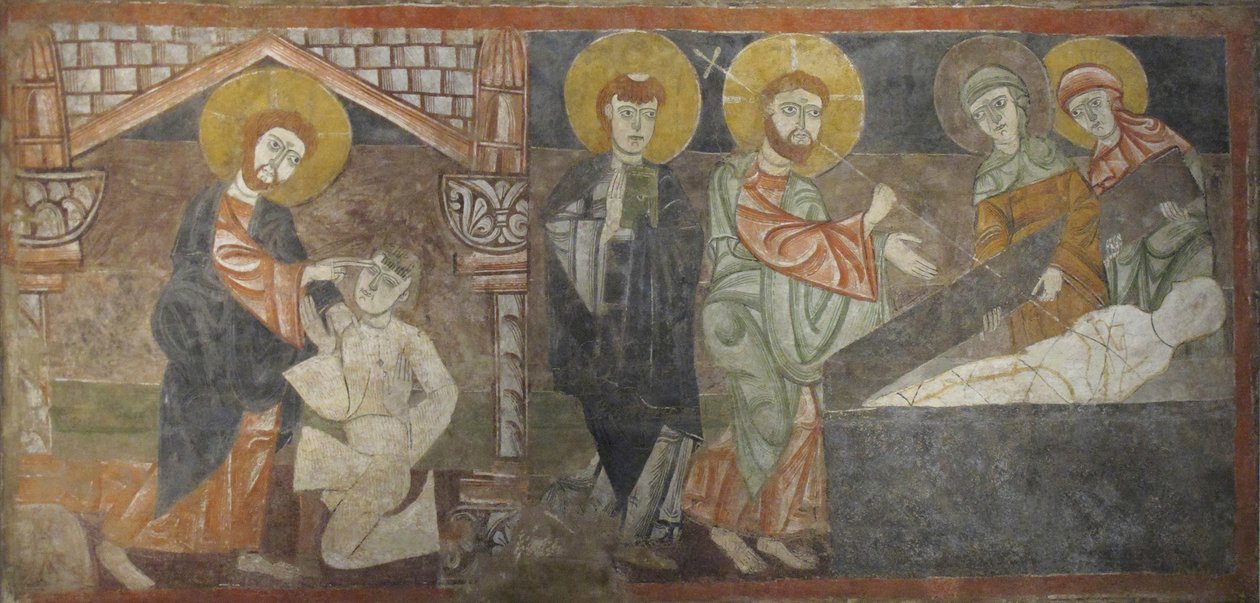 Uzdravení slepého muže a vzkříšení Lazara, první polovina 12. století možná 1129-34. od Unbekannt