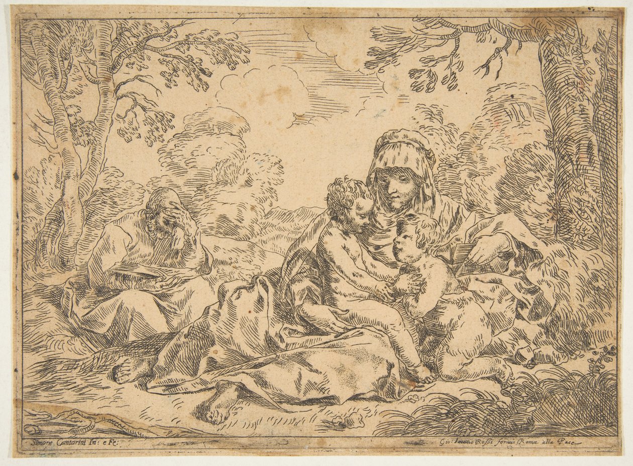 Svatá rodina se svatým Janem Křtitelem, opis podle Cantariniho, ca. 1639-1648 nebo později. od Unbekannt