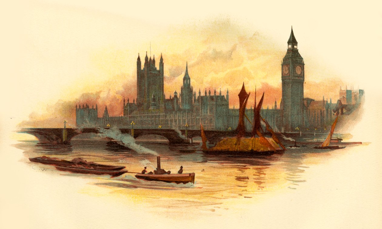 The Houses of Parliament, Westminster, Londýn, c1890. od Unbekannt