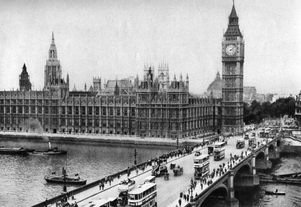 The Houses of Parliament a Westminster Bridge, Londýn, 1926-1927 od Unbekannt