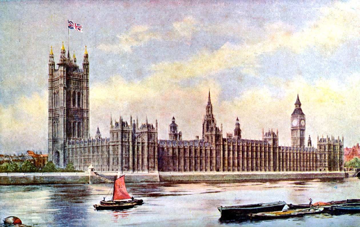 The Houses of Parliament z Lambeth Palace, Westminster, Londýn, c1905 od Unbekannt