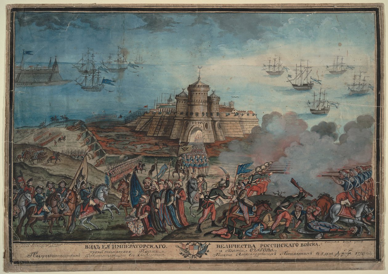 Císařská ruská armáda před tureckým přístavem Očakov, 1790 od Unbekannt