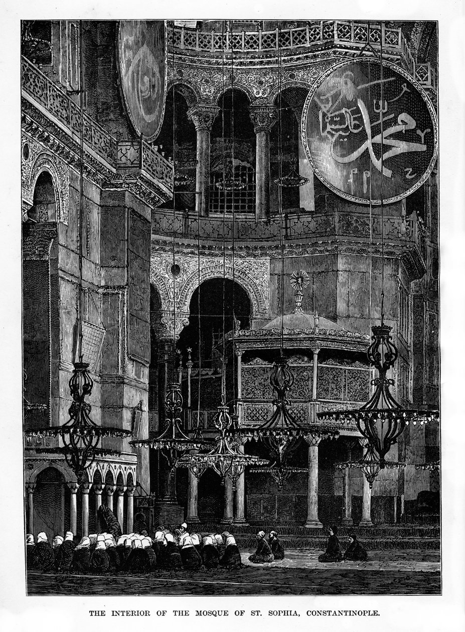 Interiér mešity Santa Sophia, Konstantinopol, Turecko, 19. století od Unbekannt