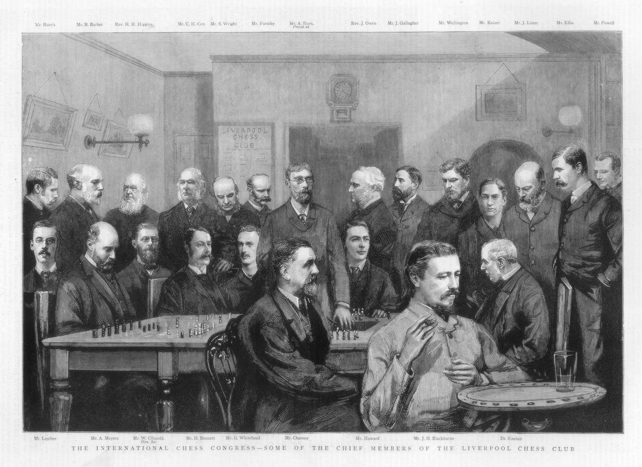 Mezinárodní šachový kongres - někteří z hlavních členů Liverpool Chess Club, 1890 od Unbekannt