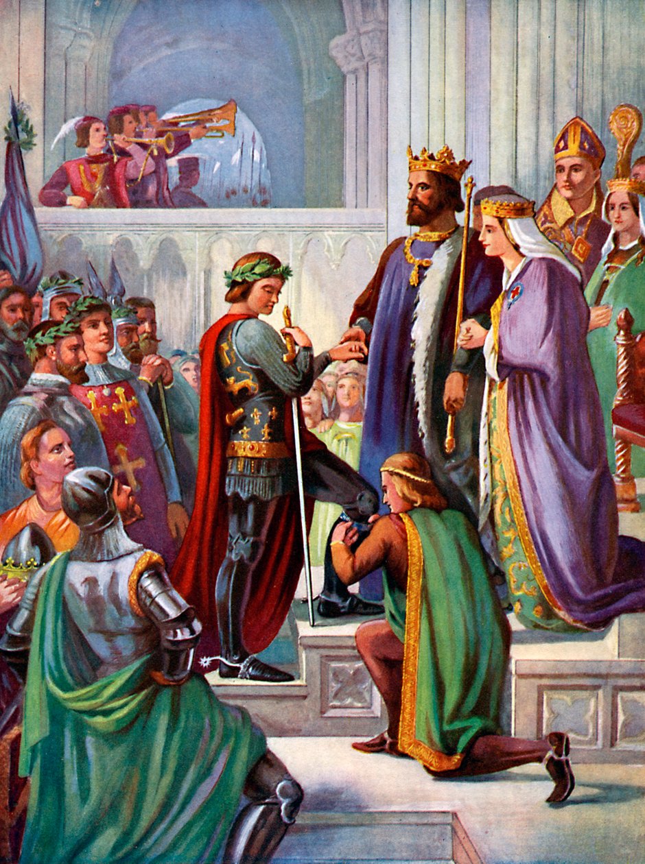 Investitura Černého prince jako rytíře podvazku, 1348, c1920 od Unbekannt