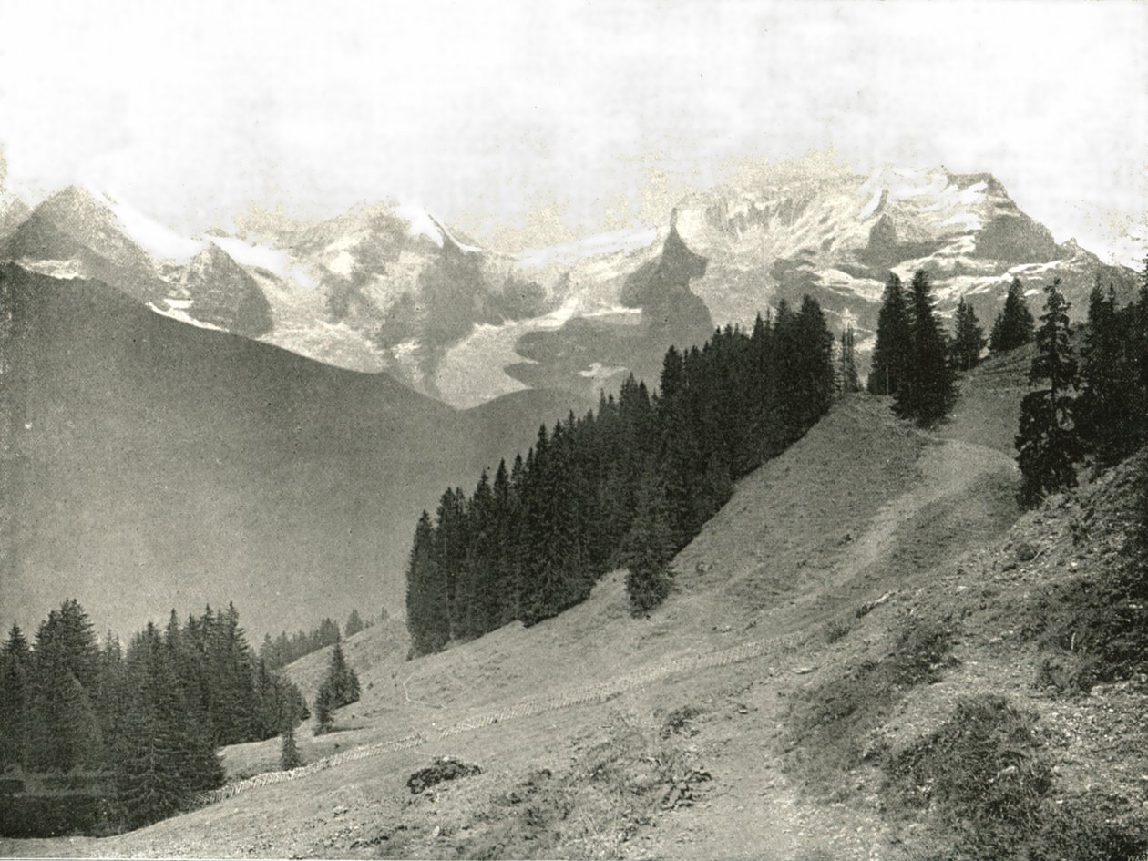 Jungfrau a její sousedé, Švýcarsko, 1895. od Unbekannt