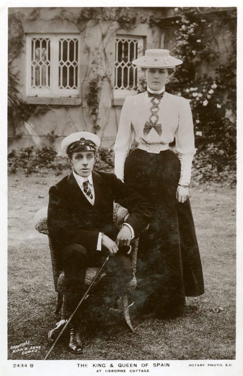 Král a královna Španělska v Osborne Cottage, Isle of Wight, c1906-c1919 od Unbekannt