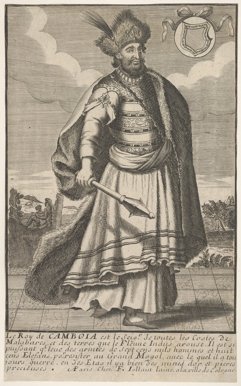 Kambodžský král stojící s žezlem v pravé ruce, ca. 1670-1700. od Unbekannt