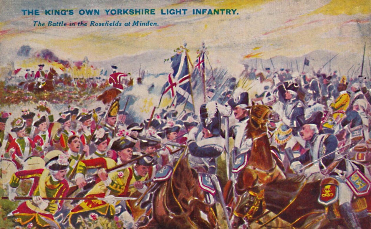 Kings vlastní Yorkshire lehkou pěchotu. Bitva v Rosefields u Minden, 1759, 1939 od Unbekannt