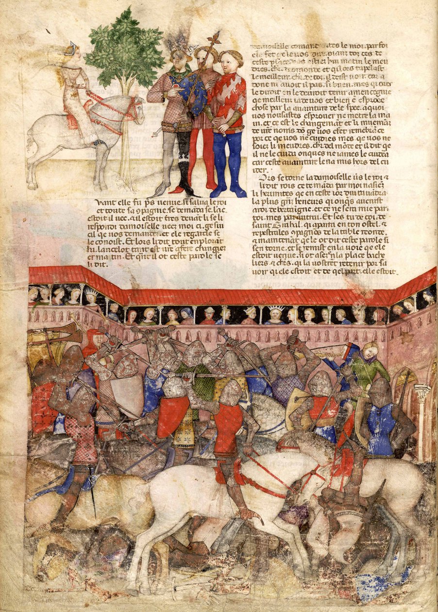 Miniatura Knights of the Round z Pátrání po Svatém grálu a Artušově smrti, cca 1220 od Unbekannt