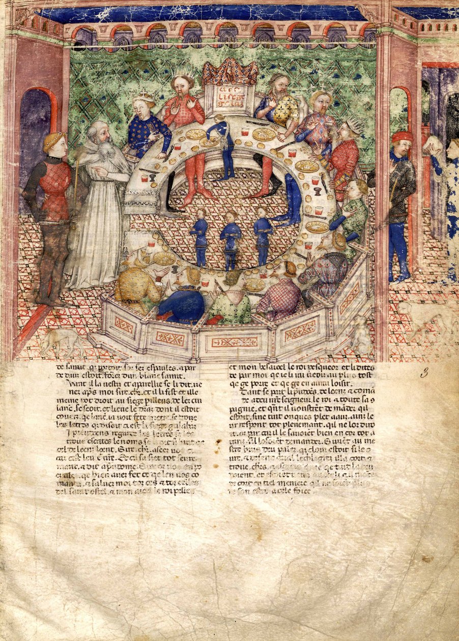 Miniatura Knights of the Round z Pátrání po Svatém grálu a Artušově smrti, cca 1220 od Unbekannt