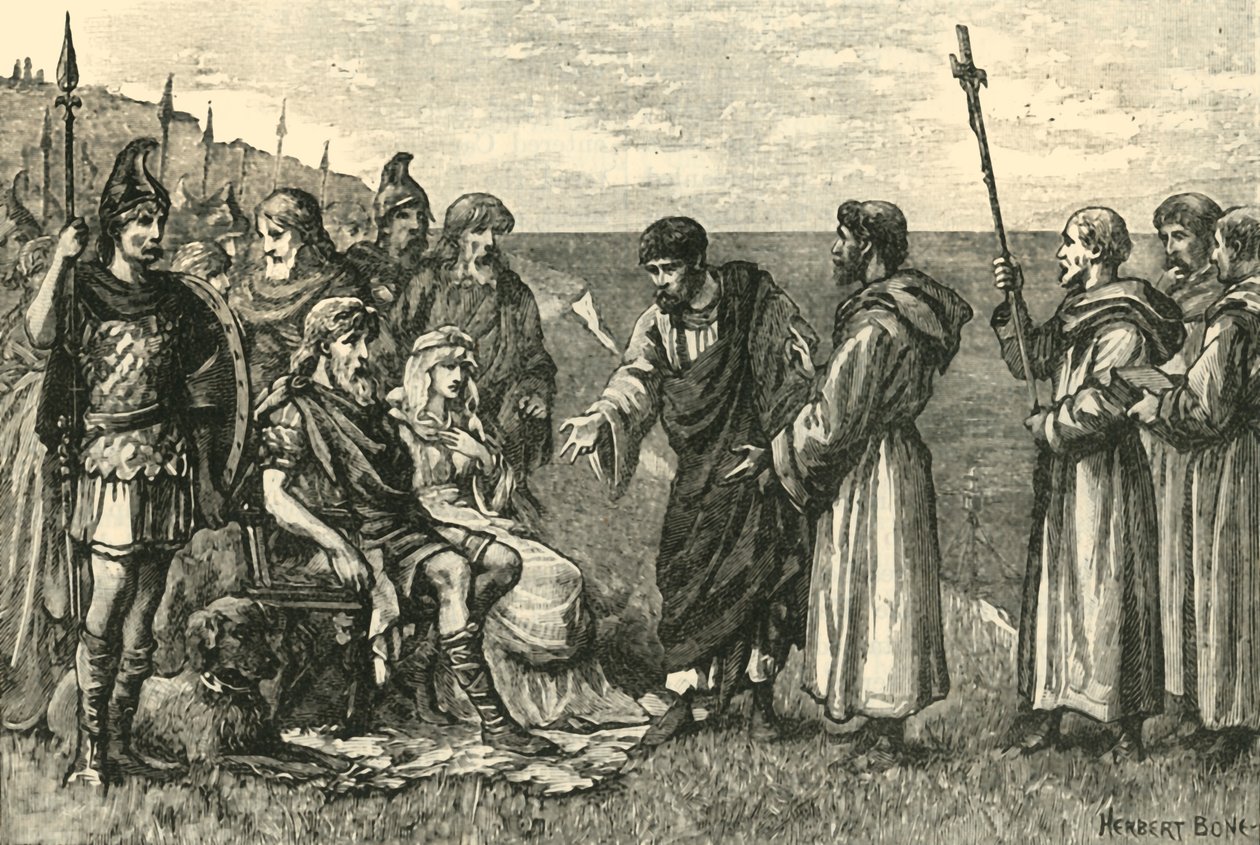 Vylodění svatého Augustina v Kentu, 597 AD, 1890. od Unbekannt