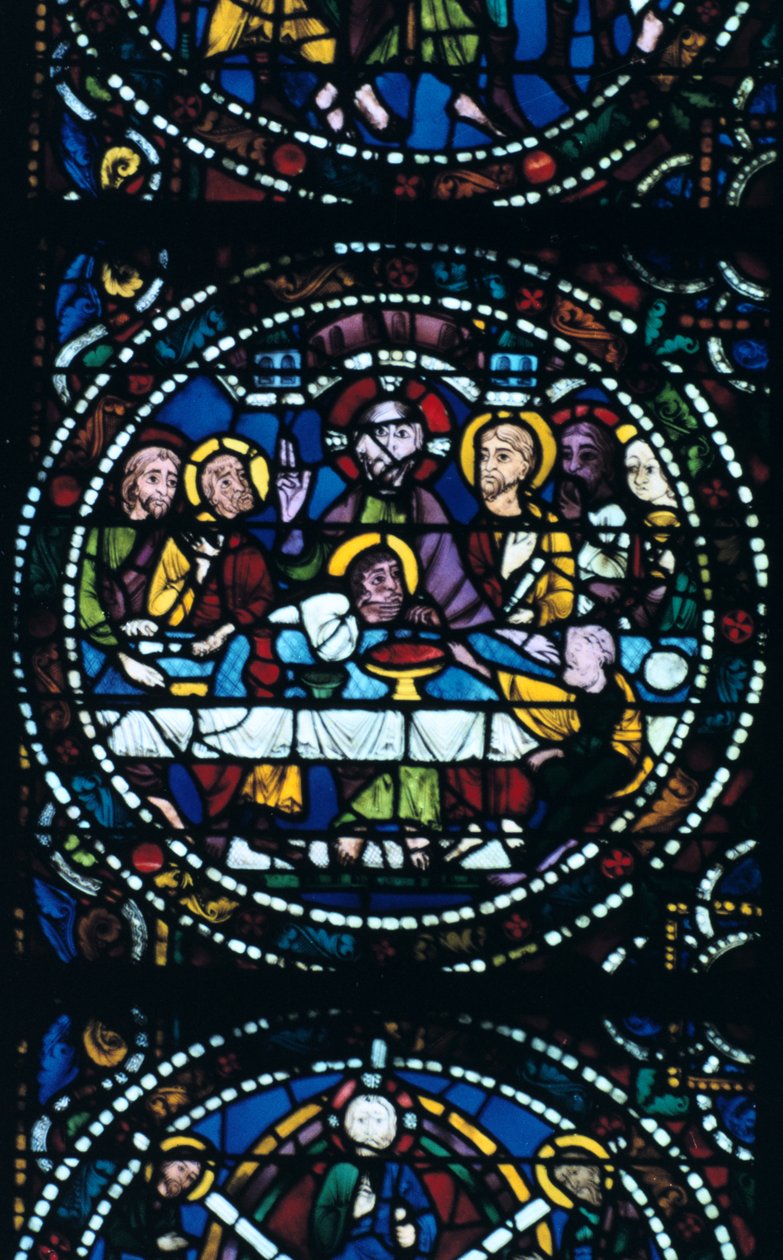 Poslední večeře, barevné sklo, katedrála v Chartres, Francie, 1205-1215 od Unbekannt
