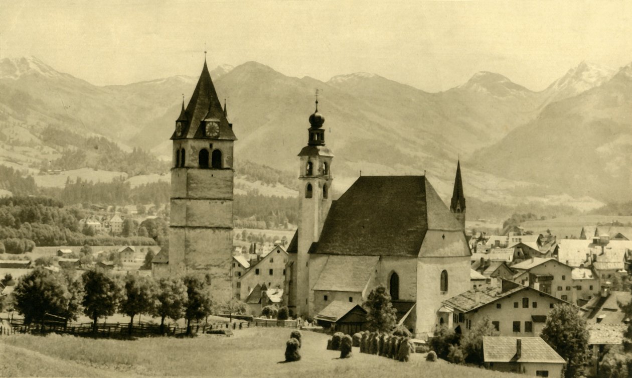 Liebfrauenkirche a kostel St Andreas, Kitzbühel, Tyrolsko, Rakousko, c1935. od Unbekannt