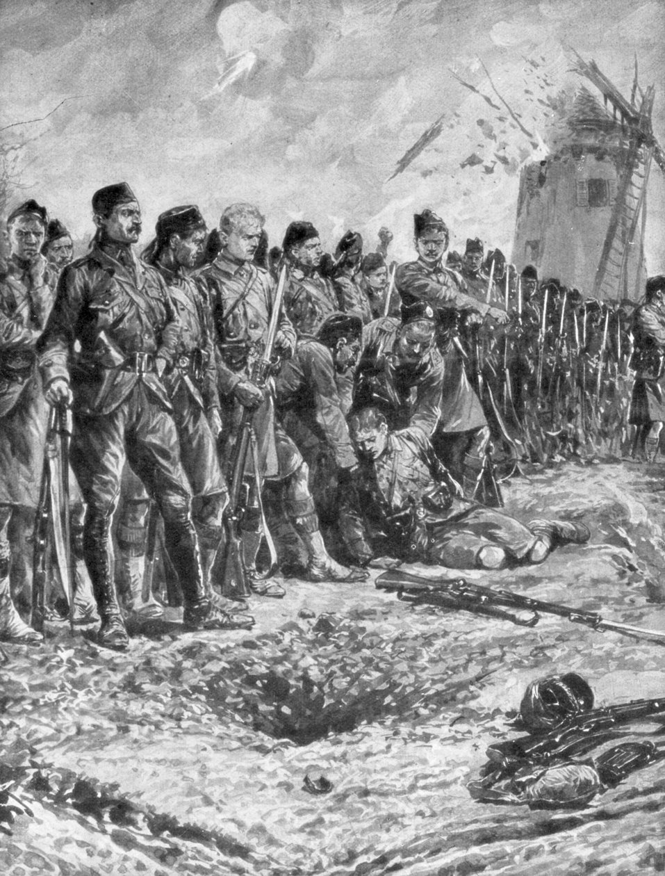 Londýnský skotský územní pluk reformující svou linii pod palbou, 31. října 1914, 1926 od Unbekannt