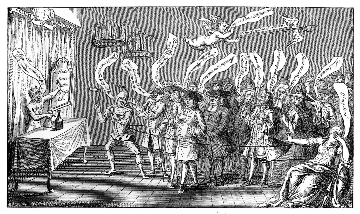 Kouzelník nebo Cungerer. Anglická důvěřivost: or, Yere all Bottled, 1749 od Unbekannt