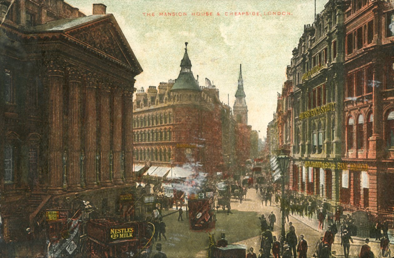 The Mansion House & Cheapside, Londýn, konec 19.-začátek 20. století. od Unbekannt