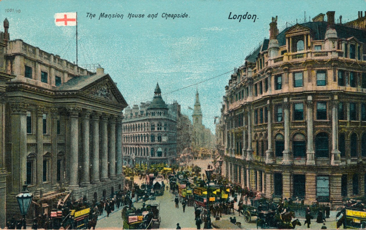 The Mansion House and Cheapside, Londýn, c1910 od Unbekannt