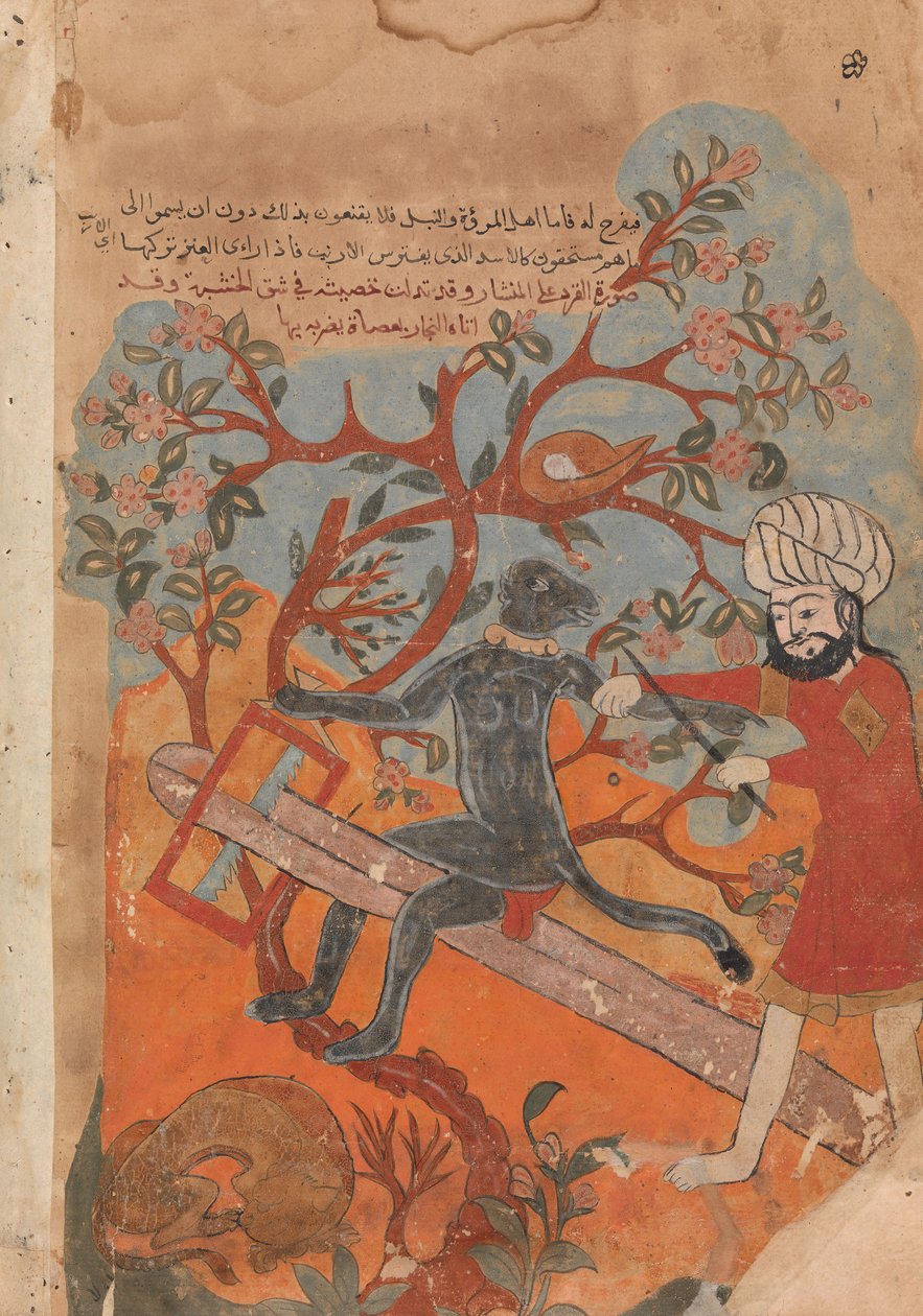The Monkey Tries Carpentry, Folio z Kalila wa Dimna, 18. století. od Unbekannt