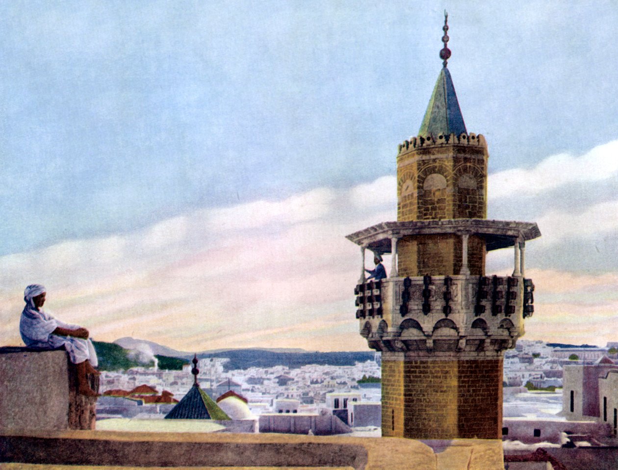 Muezzin ve svém minaretu volá věrné k modlitbě, 1926 od Unbekannt