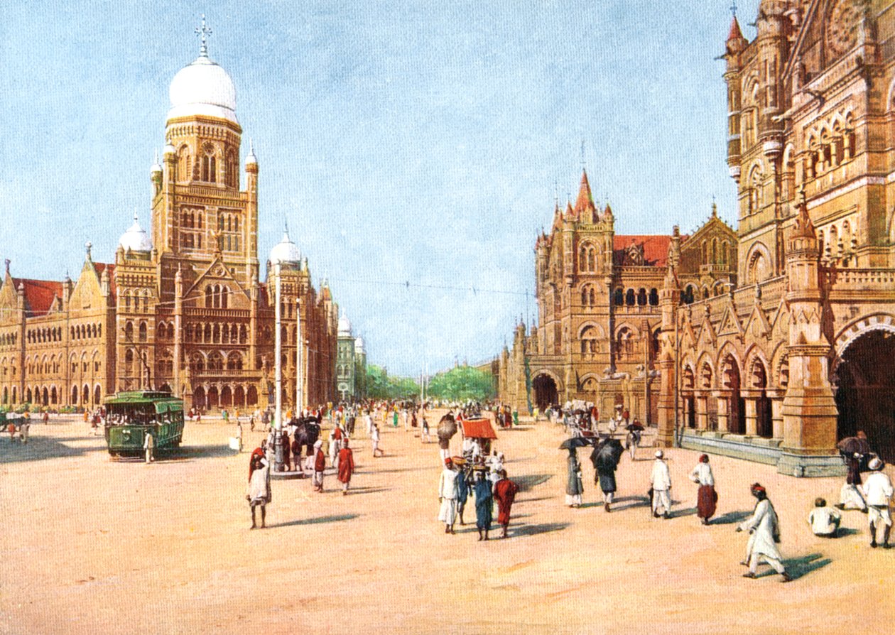Městské úřady a Victoria Terminus, Bombay, Indie, počátek 20. století od Unbekannt
