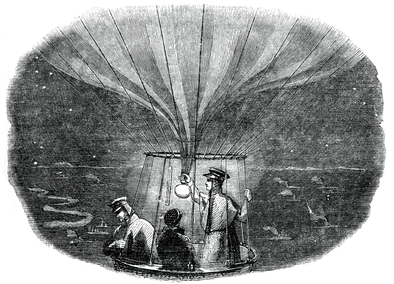 Nassauský balón prolétávající přes Lutych v noci, 1836, 1886 od Unbekannt