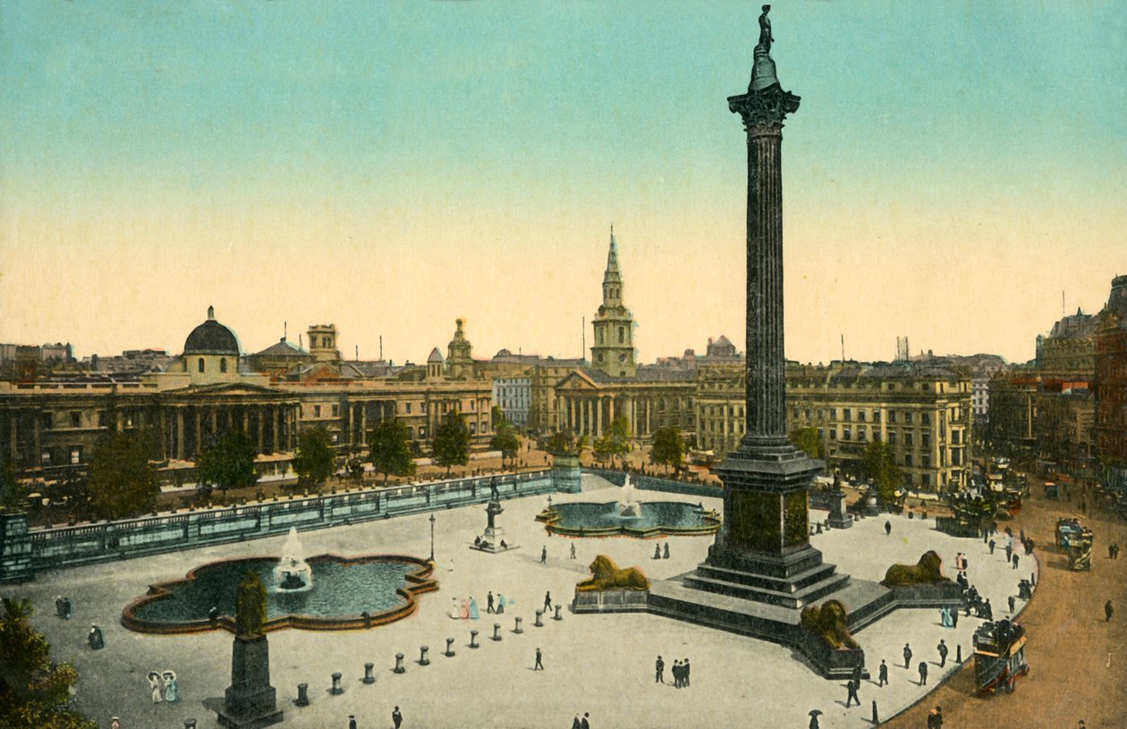 Národní galerie a Nelsonův sloup, Trafalgar Square, Londýn, c1910. od Unbekannt