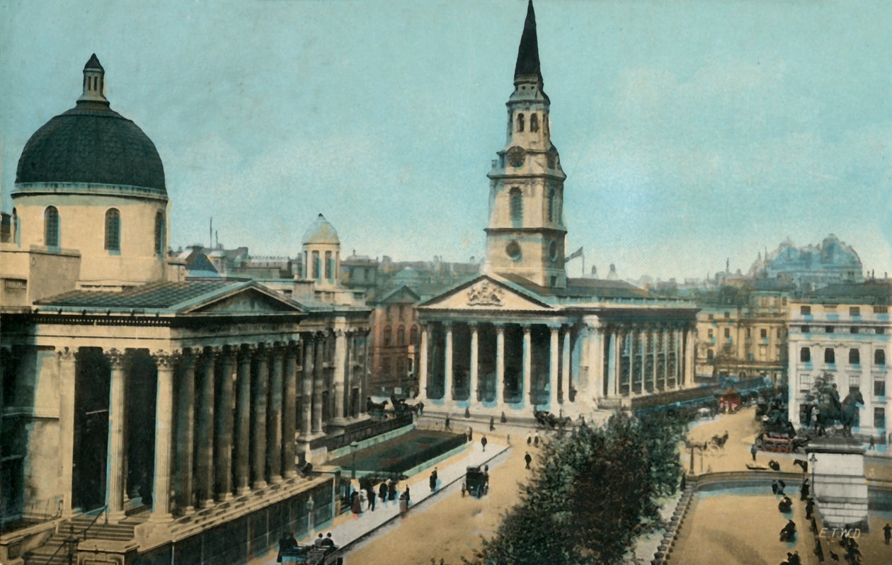 Národní galerie a St Martin in the Fields, Trafalgar Square, Londýn, c1910. od Unbekannt