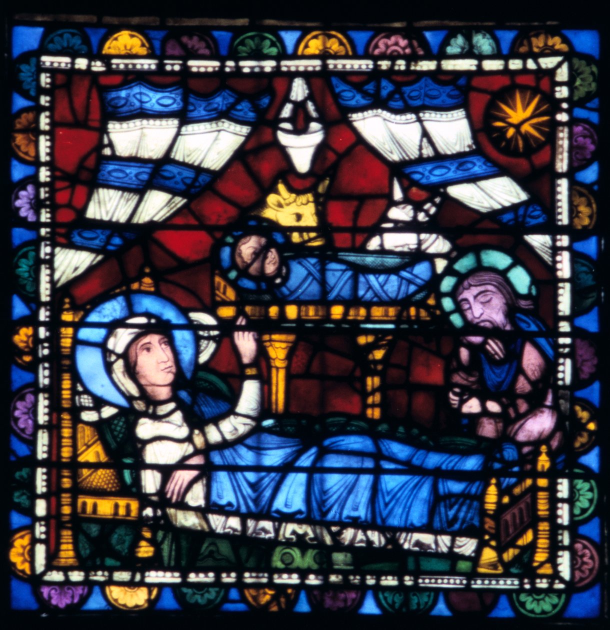 Narození Páně, vitráže, katedrála v Chartres, Francie, 1194-1260 od Unbekannt