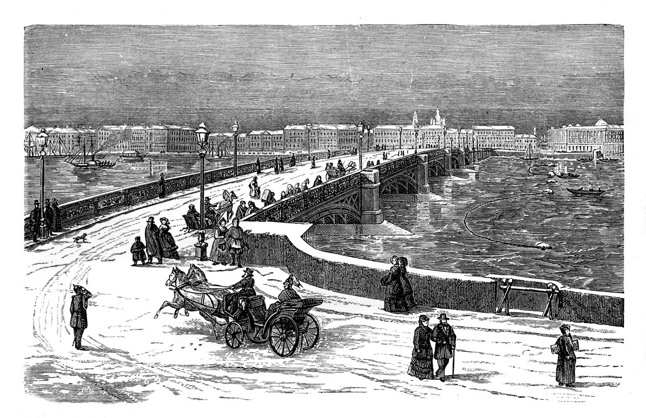 Nicolai most přes řeku Něvu, Petrohrad, Rusko, c1888 od Unbekannt