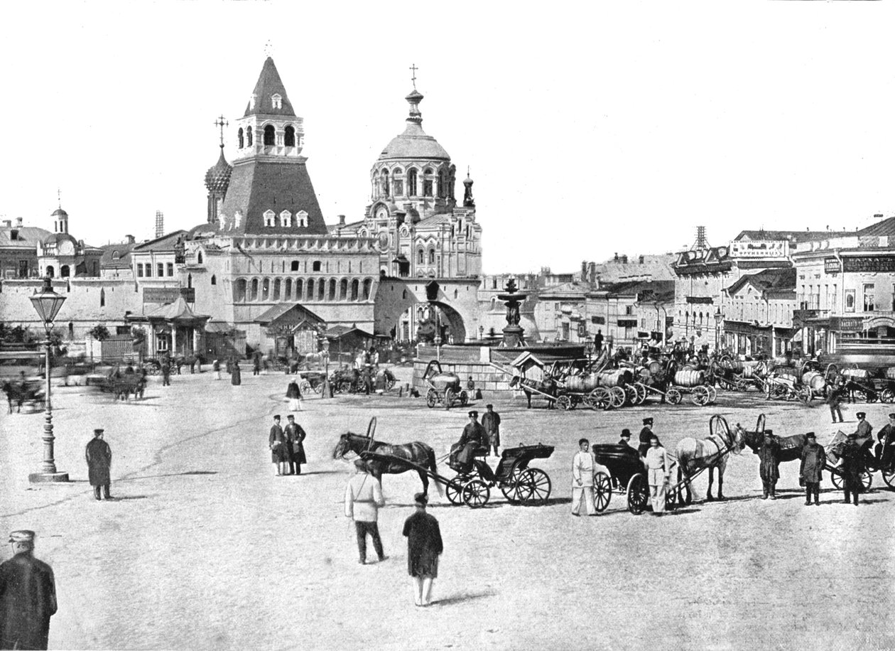 Nikolajevského fontána na náměstí Lubjanka, Moskva, Rusko, 1895. od Unbekannt