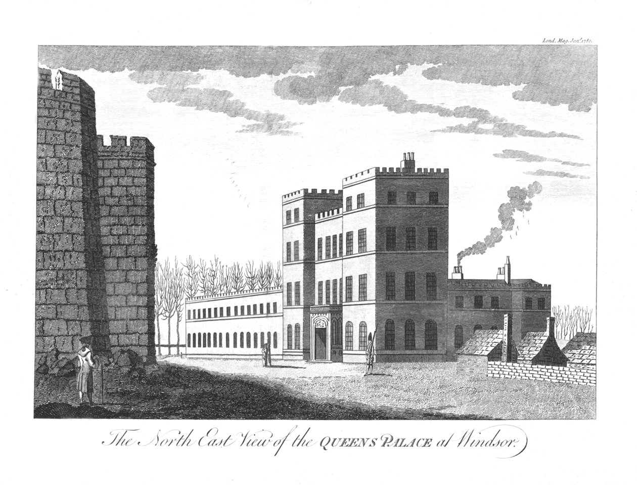 Severovýchodní pohled na Queens Palace ve Windsoru., 1780 od Unbekannt