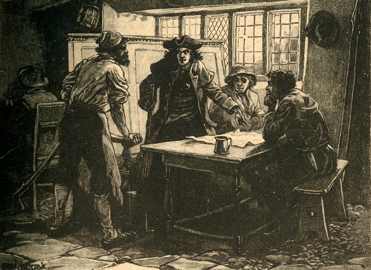 Kapitán Nottinghamu a agitátoři ve White Horse Inn, Pentrich, Derbyshire, 1817 c1890. od Unbekannt