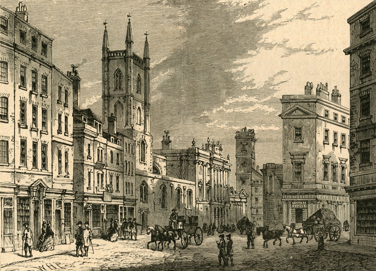 Stará banka, pohled z Mansion House, 1897. od Unbekannt