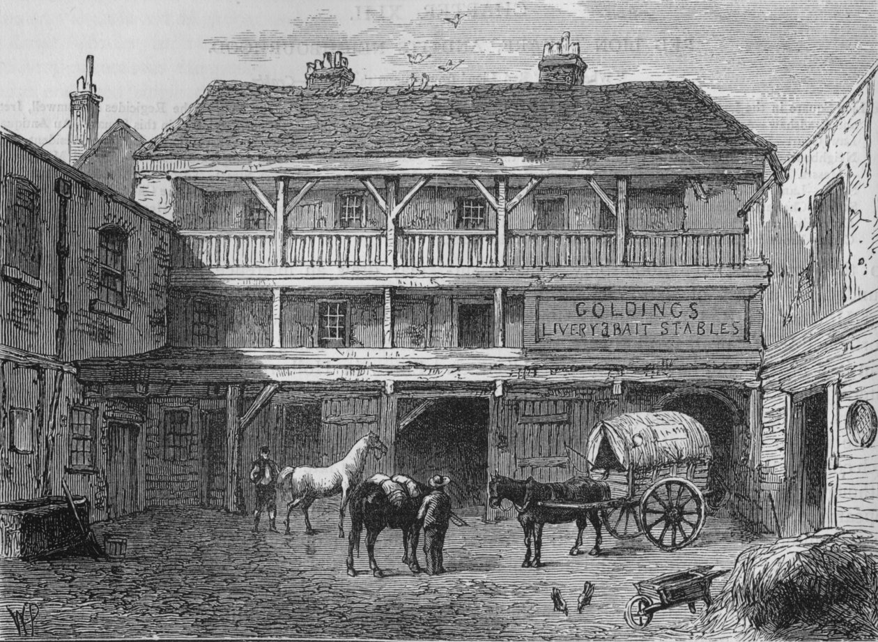 The Old Black Bull Inn, Grays Inn Lane, Londýn, c1800 1878 od Unbekannt
