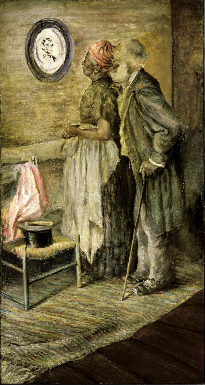 Starý pár při pohledu na portrét Lincolna, po letech 1904-1905. od Unbekannt