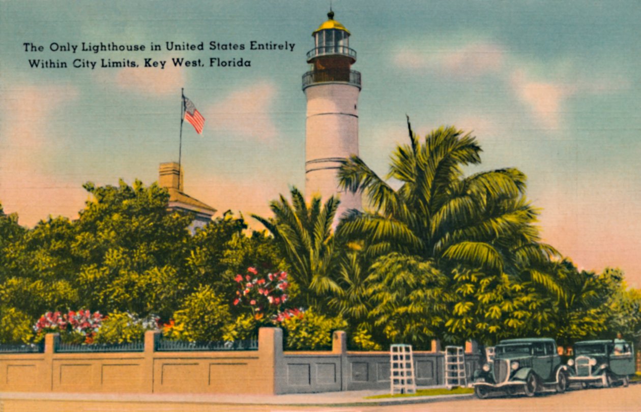 Jediný maják ve Spojených státech zcela v rámci městských limitů, Key West, Florida, c1940 od Unbekannt