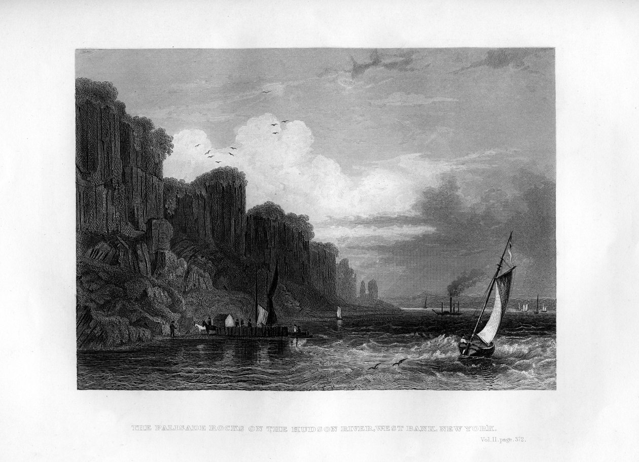 Palisade Rocks na řece Hudson, West Bank, New York, 1855 od Unbekannt