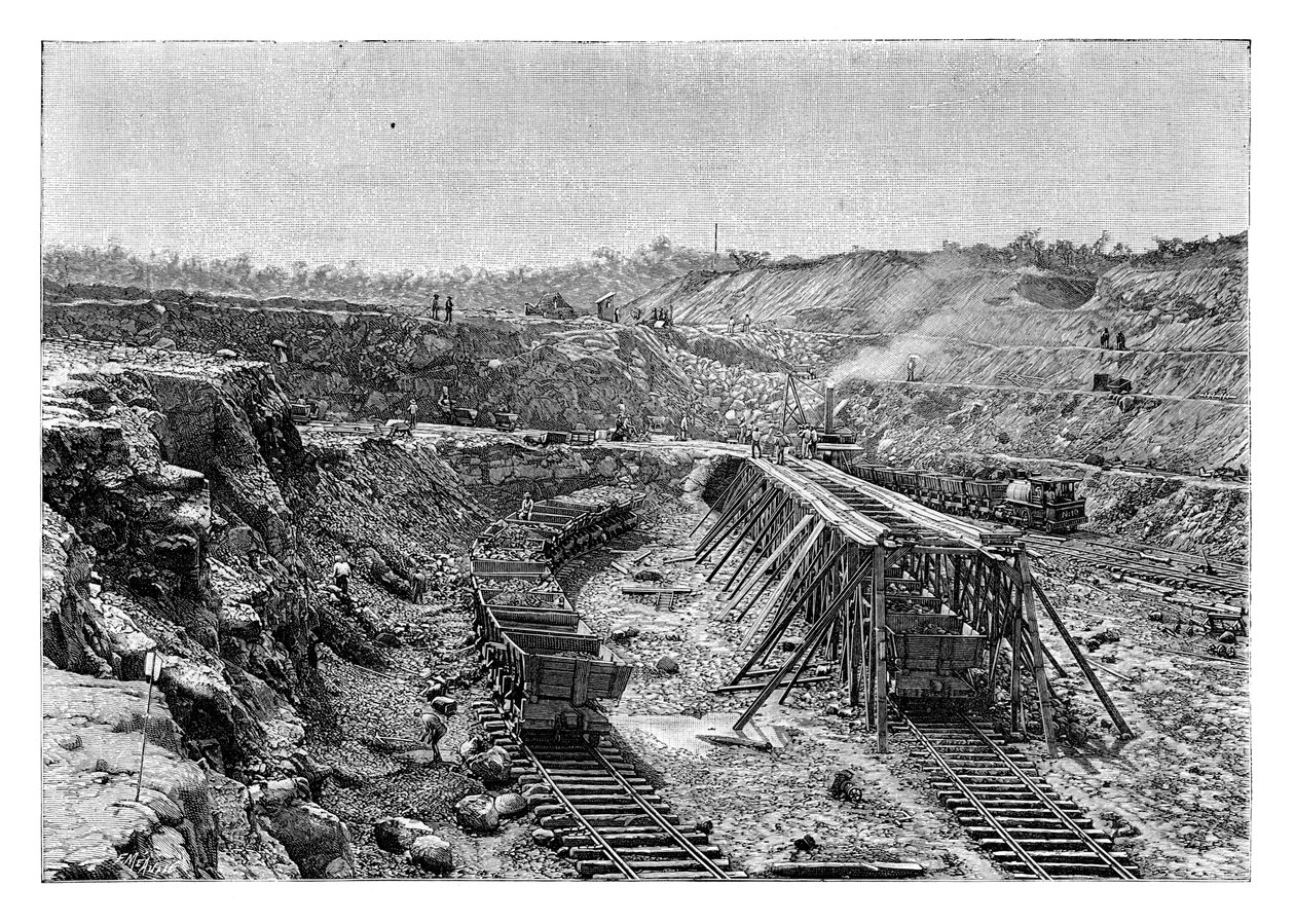 Panamský průplav ve výstavbě, c1890 od Unbekannt