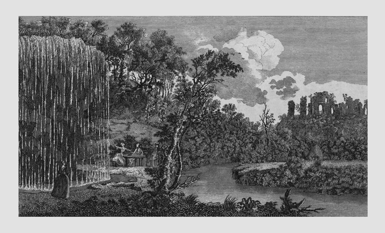 Zkamenělá studna a zřícenina hradu Knaresbrough v Yorkshire, 1771. od Unbekannt
