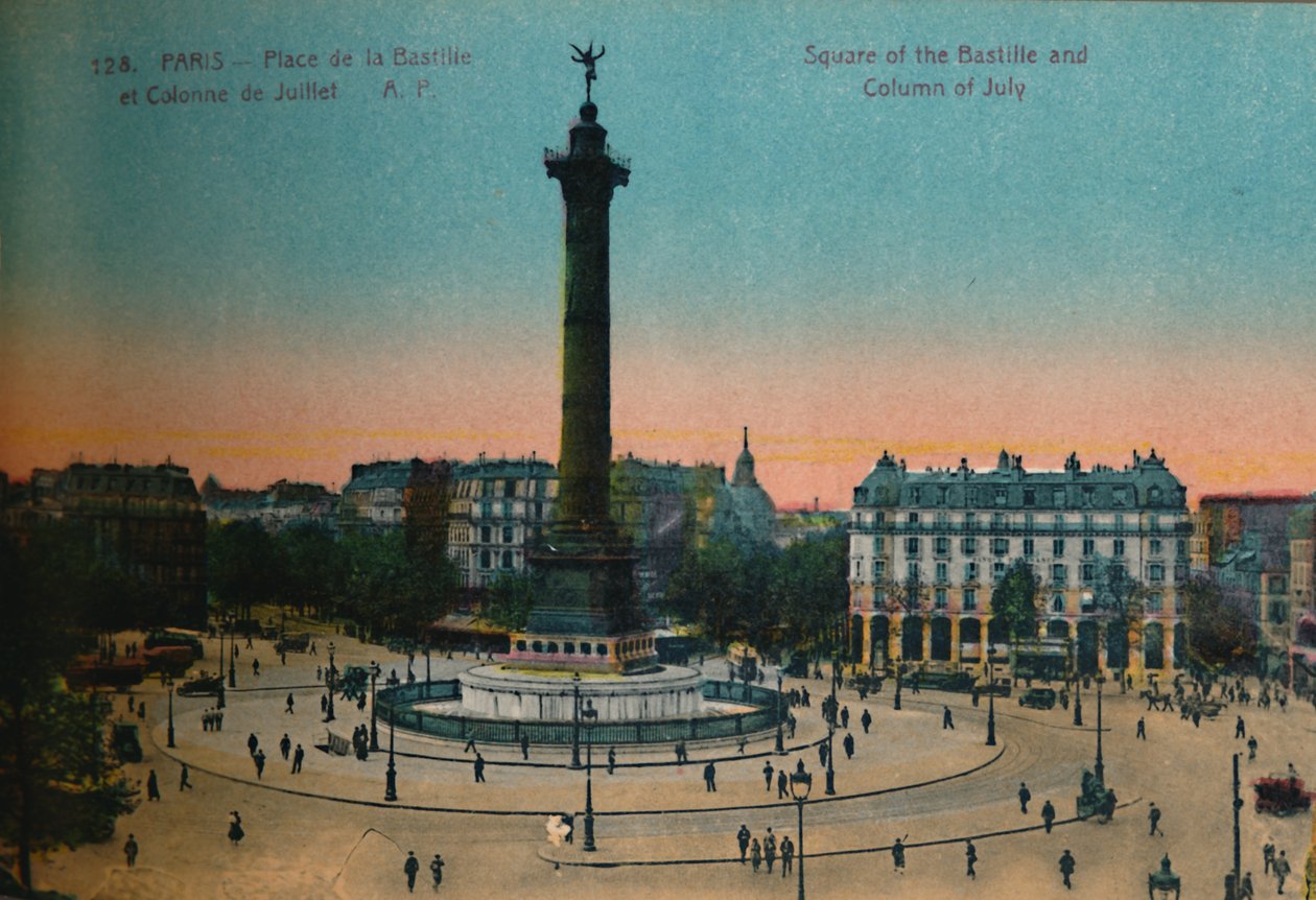 Place de la Bastille a červencový sloup, Paříž, c1920 od Unbekannt
