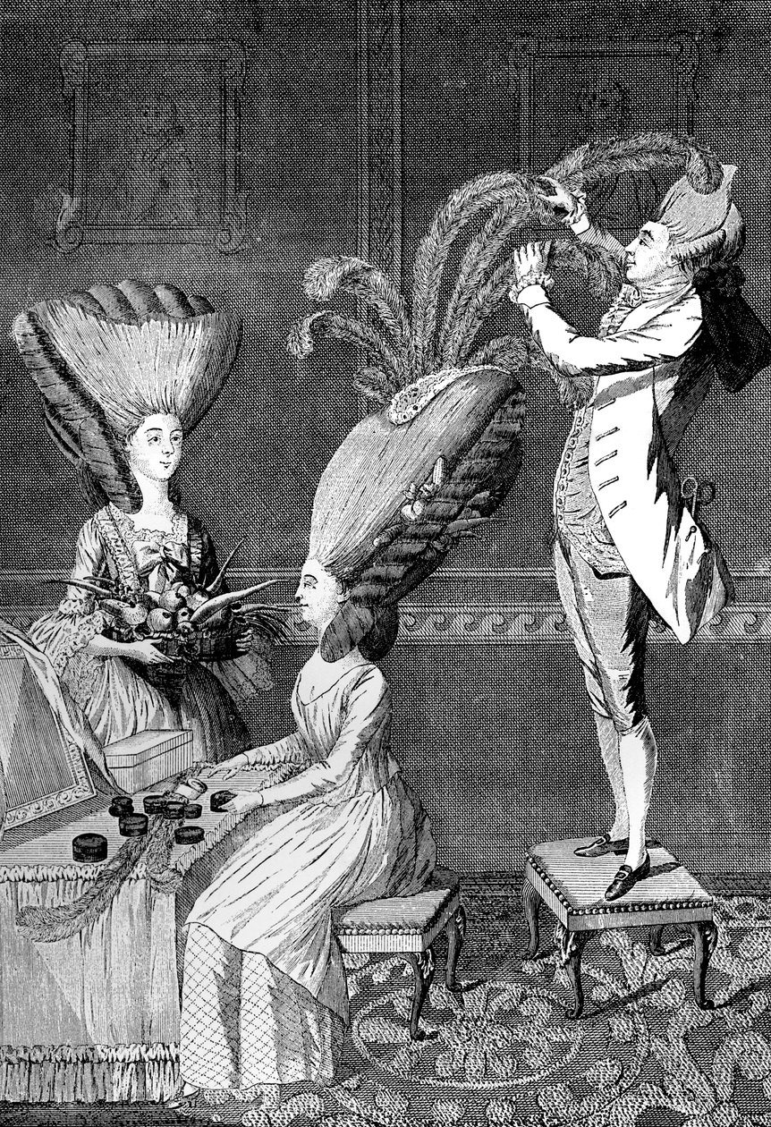 Podivné šaty hlavy nebo opeřená dáma, 1776 od Unbekannt
