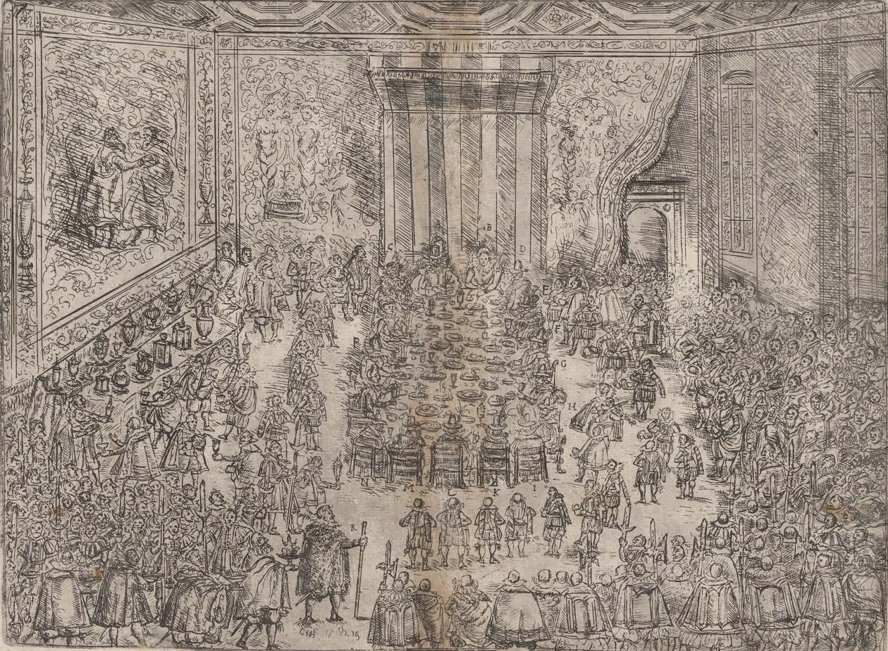 Knížecí jídlo Die Fürstliche Mahlzeit ze série zobrazující svatbu Wolfgy..., 1614. od Unbekannt