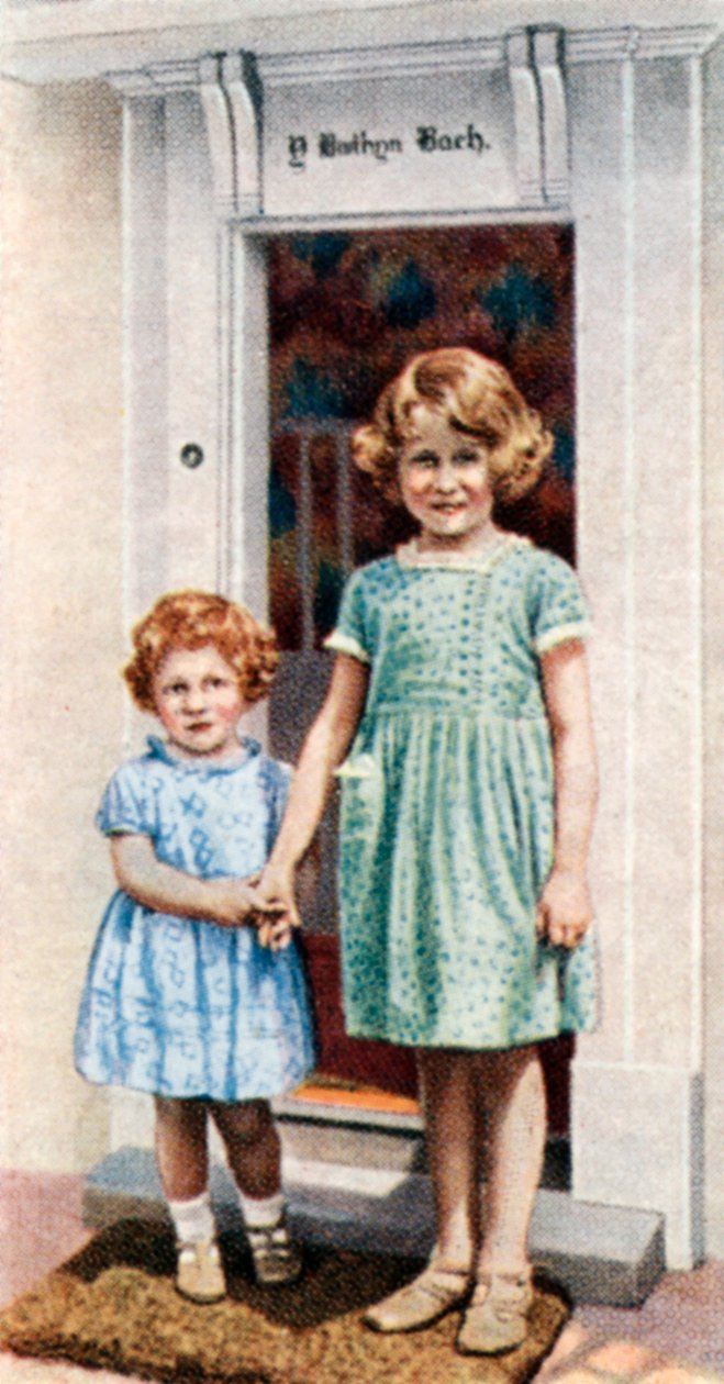 Princezny Elizabeth a Margaret Rose u dveří Domečku, 1933, c1935 od Unbekannt