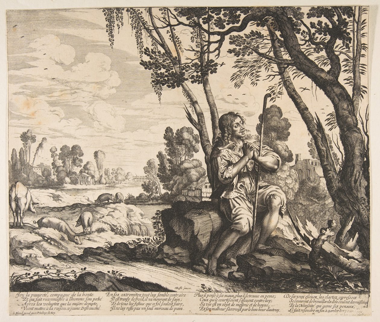 Marnotratný syn hlídající prasata, ca. 1636. od Unbekannt