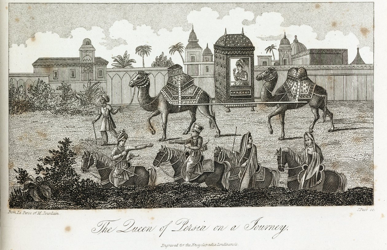 Královna Persie nesená velbloudy, c 1810-1829 od Unbekannt