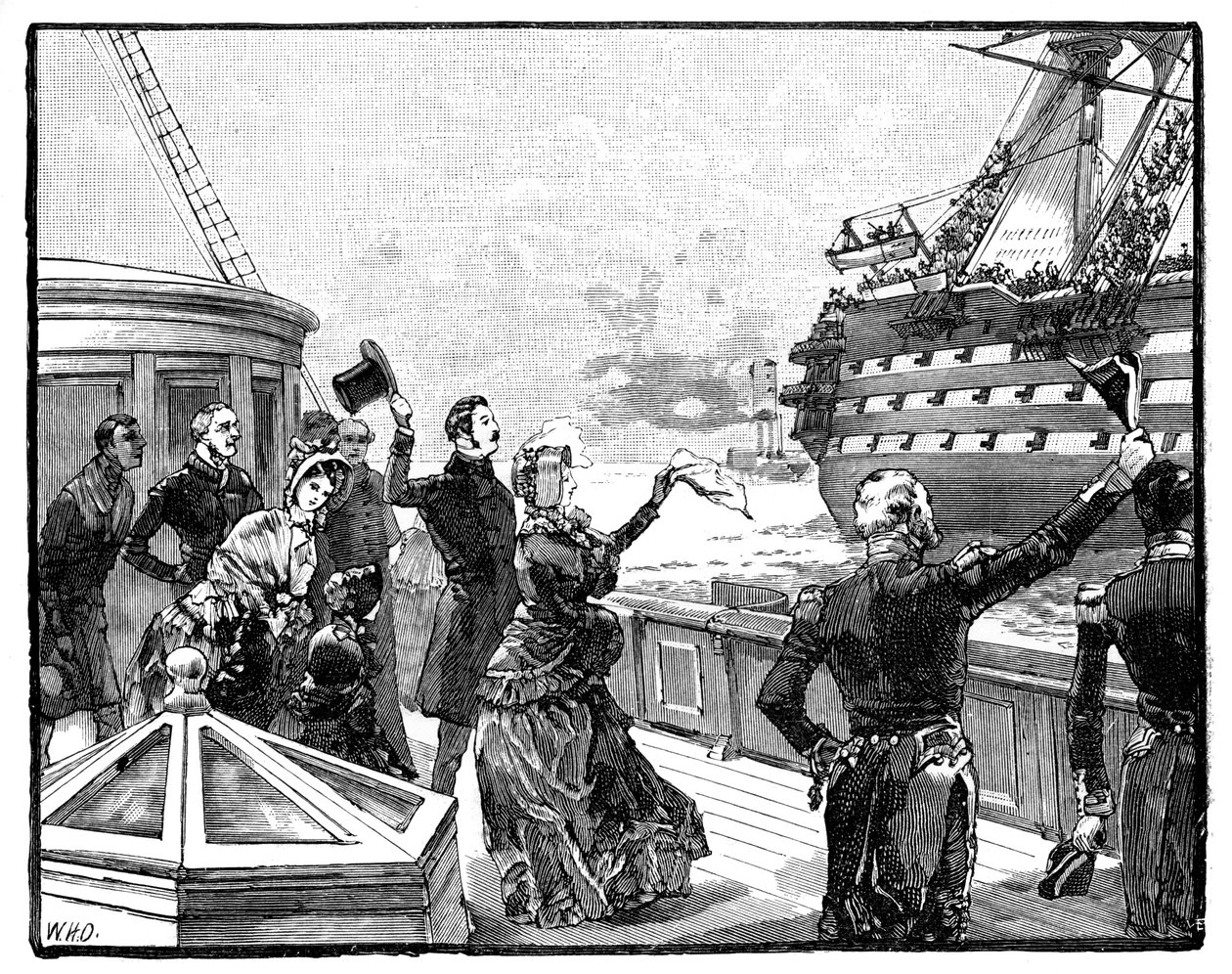 Královna mává na rozloučenou vlajkové lodi vévody z Wellingtonu, 50. léta 19. století, 1888 od Unbekannt