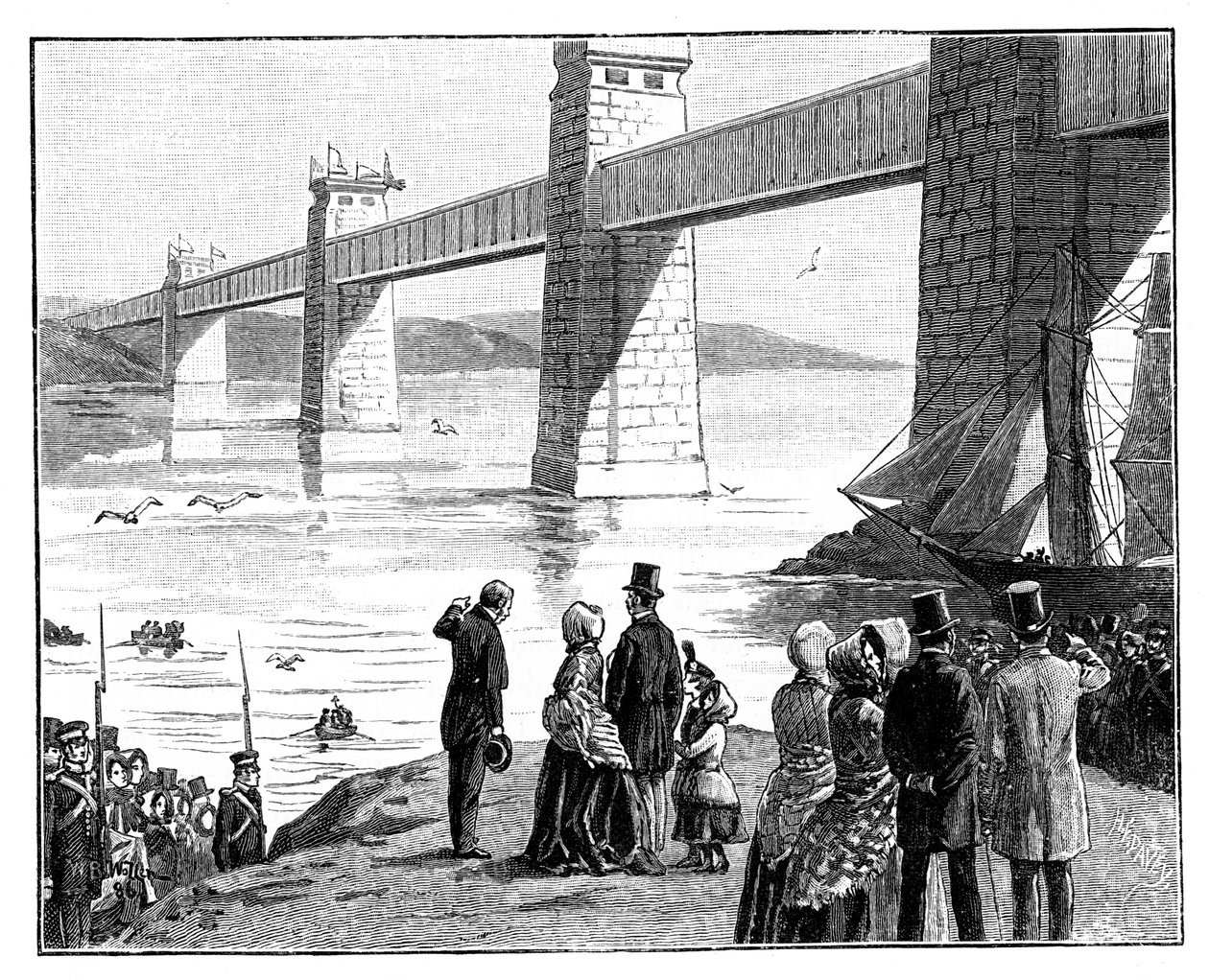 Návštěva Queens na Britannia Tubular Bridge, Wales, c1888 od Unbekannt